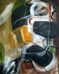 Natalie Vélez. Intertwined. 2025. Acrylic on Canvas. 48x60 in