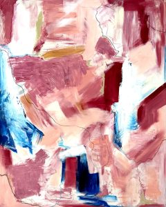 Natalie Vélez. The Place of Patience. In Conversation about the Essence of Motherhood. 2025 Acrylic on Canvas. 48x60 in